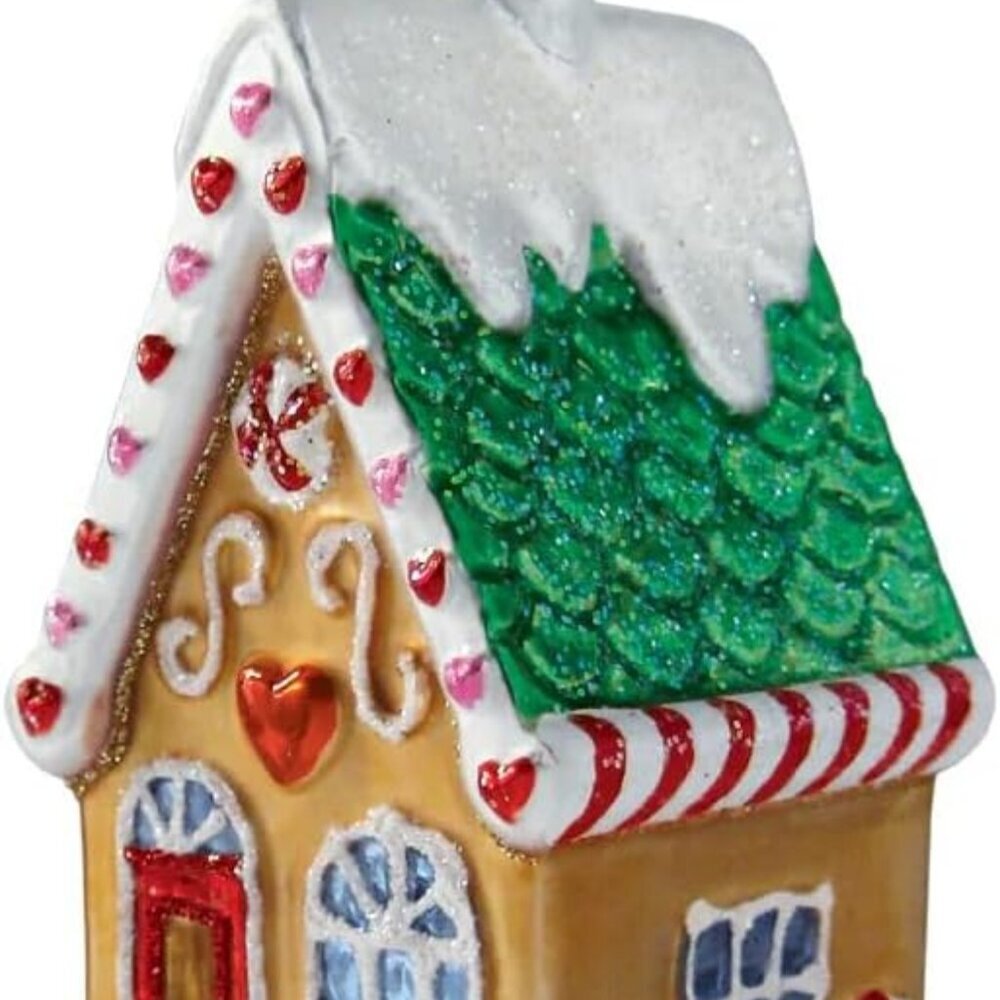 Cookie Cottage Glass Blown Ornament for Christmas Tree, Handcrafted Holiday Deco